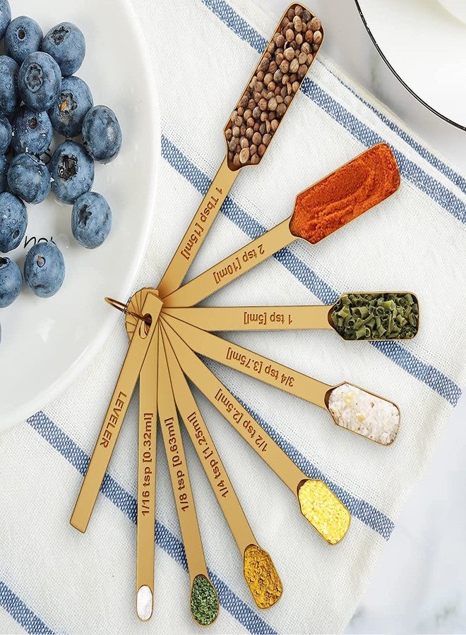 Wildone Copper Plated Measuring Cups & Spoons Set of 21 - Includes 7 Stainless Steel Nesting Measuring Cups, 8 Measuring Spoons, 1 Leveler & 5 Mini Measuring Spoons, Ideal for Dry & Liquid Ingredients - Image 5